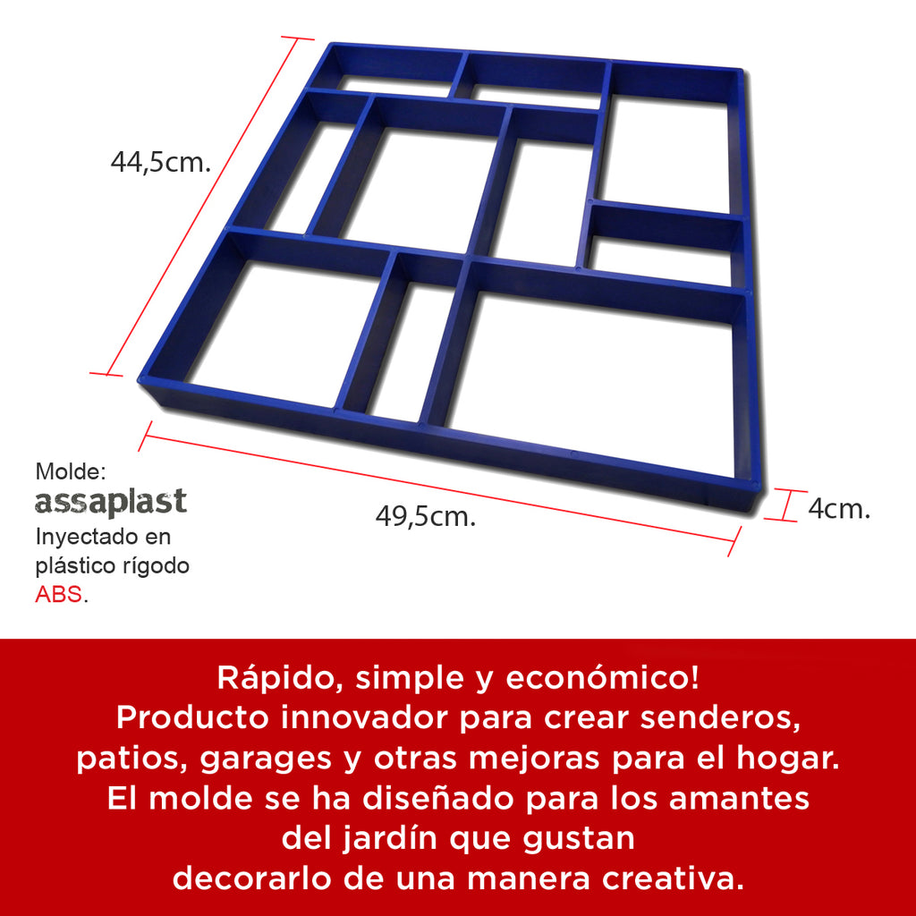Molde Sendero Para Jardín Rectangular 50X50 CM